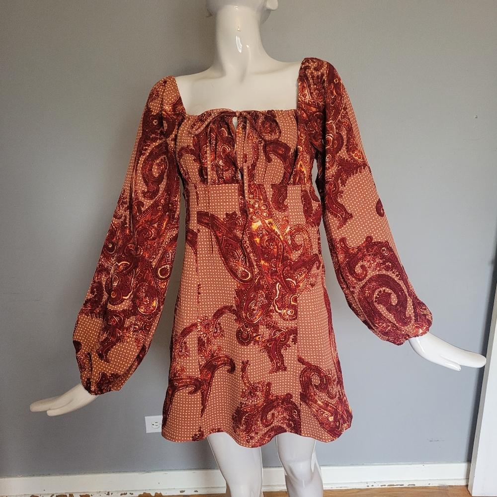 Urban Outfitters Vivienne Printed Long Sleeve Mini Dress, BNWT, Size M - Picture 2 of 10